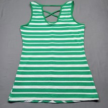 Esti Couture Women Tank Size M Green Stretch Bold Chevron White Stripe P... - $14.40
