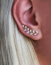 1.50Ct Marquise Cut VVS1 Diamond Ear Climber Earrings In 14K Yellow Gold Finish - £66.43 GBP