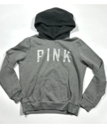 Pink Victoria Secret Hoodie Size Medium Gray Pullover Sparkle Logo - £15.39 GBP