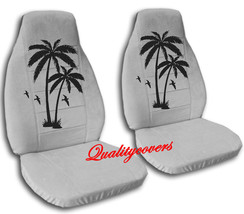 Universal Size front set car seat covers  silver with black palm tree design - £55.03 GBP