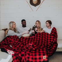 Big Blanket Co Original Stretch Red Plaid | 120&quot; X 120&quot; (10&#39; X 10&#39;) Extra Large - £184.23 GBP
