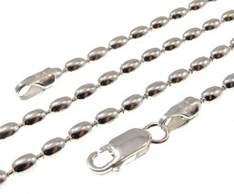 Solid 925 Sterling Silver Italian Oval Bead Rice Bead Chain Necklace or Bracelet - £18.58 GBP+