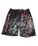 Men Y2K MMA Elite Skull All Over Print Board Shorts Chopper Cross Drawst... - $51.90 CAD