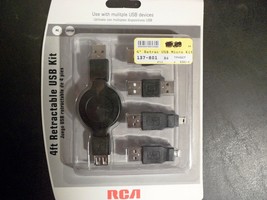 4-Feet Retractable USB Cable With 6 Tips -Connects USB devices to your P... - $3.47