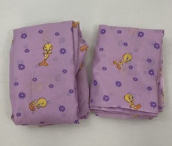 Dan River Tweety Bird Purple Sheet Set Twin Full &amp; Fitted Set Looney Tunes NWOT - £17.93 GBP