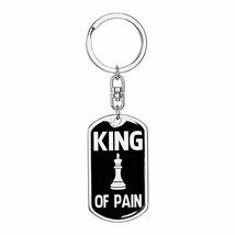 Chess Fan Gift King of Pain Swivel Keychain Dog Tag Stainless Steel or 18k Gold - £43.32 GBP