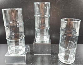 (3) Libbey Bamboo Bash Clear Tumblers Set Tom Collins Party Cocktail Glasses Lot - £26.30 GBP