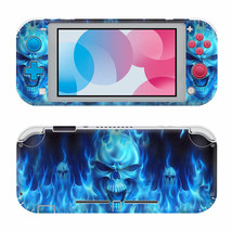 Nintendo Switch Lite Protective Vinyl Skin Wrap Blue Flame Skull Decal - $12.97