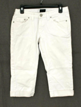 THE LIMITED CAPRI JEANS SIZE 6 WHITE FLAT FRONT ROLLED CUFFS 5 POCKET DE... - $16.66