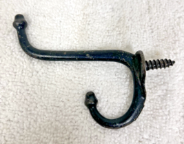Vintage Rustic Black Painted Metal Double Acorn Coat Hat Hook 4 1/8" Long - $12.38