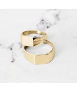 9K 14K 18K Unisex Cushion Square Signet ring, Solid Gold Pinky Chevalier... - £329.17 GBP+