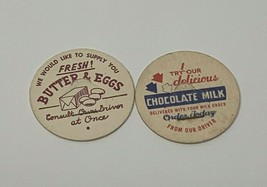 Lot 2 Butter Dairy Eggs Milk Dairy POG Hawaii  Milk Cap Vintage Advertising - £12.42 GBP