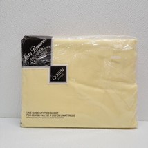 Vintage LADY PEPPERELL Queen Fitted Sheet Yellow Muslin No Iron - New NOS - £14.20 GBP