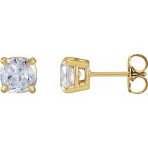 Cushion Natural Mined Diamond Studs 14k Yellow Gold (1.83 Ct J-k SI1 Cla... - $4,263.75