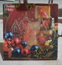 Glass Serving Plate Platter Italy Christmas Clear World Bazaars Carolers Village - £12.46 GBP
