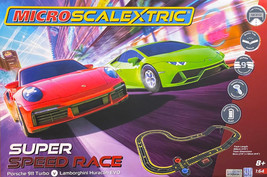2022 Micro Scalextric HO Slot Car SUPER SPEED RACE Lambo+Porsche RACE SE... - $89.99