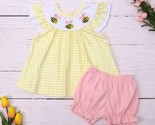 NEW Boutique Bees Yellow Plaid Tunic &amp; Shorts Girls Outfit Set - £13.58 GBP