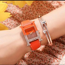 Relojes rectangulares elegantes para mujer, reloj de cuarzo de cuero de ... - £19.65 GBP