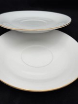 Lot of 2 White Sea Gull China Jian Shian Saucers White with Gold Trim - £5.35 GBP