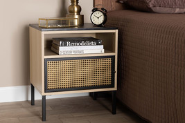 Mabon Two-Tone Black and Gold Metal and Light Brown 1-Door End Table - $1,881.38 MXN