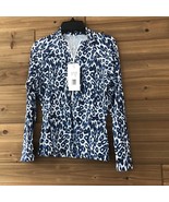 NWT CalmE Johnny Was Surf Shirt in Blue Leopard Print Size S - £73.34 GBP