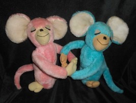 11&quot; VINTAGE DAKIN 1976 HUGGING PINK &amp; BLUE MICE MOUSE STUFFED ANIMAL PLU... - £37.12 GBP