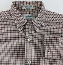 LL Bean Pink Burgundy Check Oxford Button Down Dress Shirt Mens 15 - 33 OCBD  - £15.69 GBP