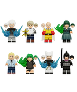 8Pcs One Punch-man Minifigures Bang Genos Saitama King Tornado Garou Mini Blocks - $35.06 CAD