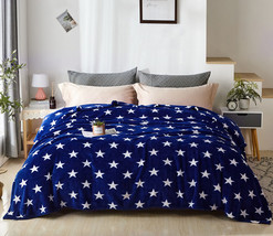 Navy Star - Throw Flannel Fleece Blanket Soft Lightweight Bed Sofa Blanket - £22.01 GBP
