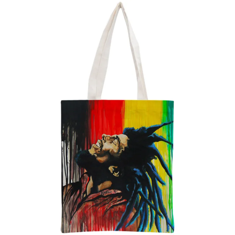 Custom Bob Marley Tote Bag Reusable Handbag Shopping Bags Women  Cloth Pouch Fol - $53.83