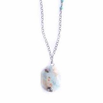 Amazonite Pendant Long Statement Necklace - £27.78 GBP