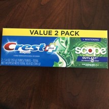 Crest + Scope Outlast Complete Whitening Toothpaste, Mint, 5.4 oz, Pack ... - $11.93