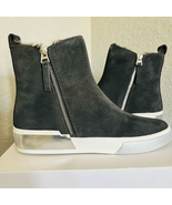 DOLCE VITA Faux Shearling Sneaker Wedge Bootie,  Black Leather, Size 8 1... - $99.00