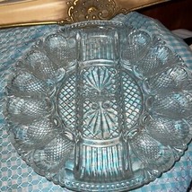 Vintage, L. E. Smith, Clear Cut Glass Egg Plate/Relish dish, Pineapple Pattern - $15.68