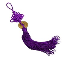 FENG SHUI FORTUNE COIN TASSEL Purple Hanging Cure Spiritual Health Heali... - $3.95