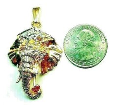 *GANESHA*DIAMONDSRUBIES~14K Lrg Solid Goldelephant Pendant=Good Fortunes - $2,499.00