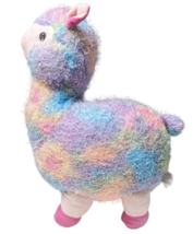 Kellytoy Stuffed Animal Plush Llama Tie Dyed Rainbow Shaggy Toy - £13.31 GBP