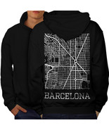 Spain City Barcelona Sweatshirt Hoody Town Map Men Hoodie Back - £16.58 GBP