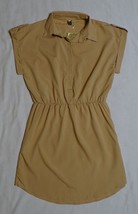 NEW TAN BEIGE LIGHTWEIGHT TUNIC TOP ELASTIC WAIST CAP CUFF SLEEVE EPAULE... - £2.28 GBP