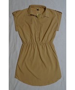 NEW TAN BEIGE LIGHTWEIGHT TUNIC TOP ELASTIC WAIST CAP CUFF SLEEVE EPAULE... - $2.96