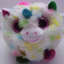 TY Puff Ball Unicorn Harmonie Glittery Big Eyes White/Pastel Spotted 3&quot;2... - $3.99