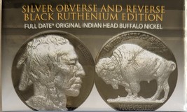 Silver Obverse &amp; Reverse Black Ruthenium Original Indian Head Buffalo Nickel  - £12.71 GBP