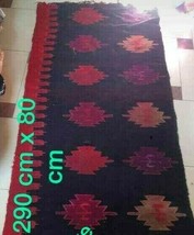 Antique Albanian traditional  cotton carpet kilim red long rug-290 cm x ... - £94.62 GBP