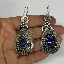 1pc, 2.7&quot;x1.1&quot; Turkmen Earring Tribal Jewelry Lapis Lazuli Teardrop Boho, B14255 - £9.58 GBP