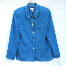 Talbots Irish Linen Sky Blue Blazer Jacket Double Full Vent Womens Size 10 - $28.49