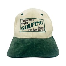 Vintage Funny Golf Suede Brim Beige Green Adjustable Dad Hat - £15.98 GBP