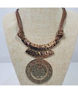Vintage Classy Earth Tones Statement Necklace 22 Inch On Rope - $552.14 MXN