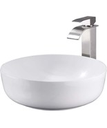 White Porcelain Ceramic Vessel Vanity Sink Art Basin With Brushed Nickel... - £102.23 GBP