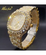 Reloj de cuarzo dorado para mujer, cronógrafo con diamantes Iced Out, es... - £47.17 GBP