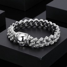 Retro Skeleton Men&#39;s Bracelet Stainless Steel Punk Skull Wristband Viking Charm  - £41.29 GBP